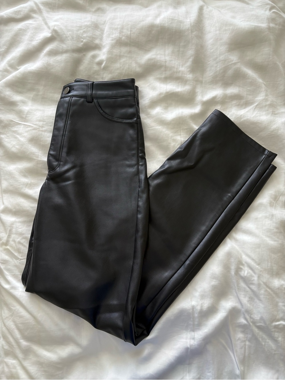 Dynamite Black Faux Leather Straight Leg Jeans